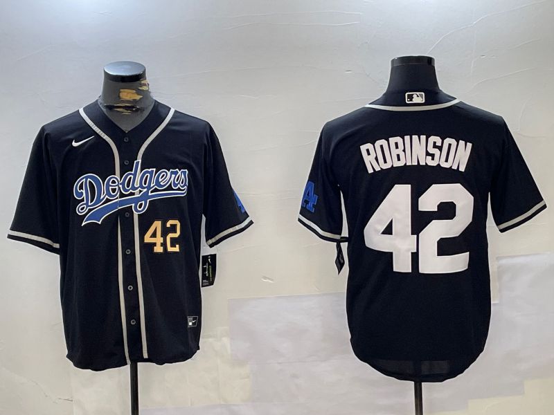Men Los Angeles Dodgers 42 Robinson Black Game 2024 Nike MLB Jersey style 11206